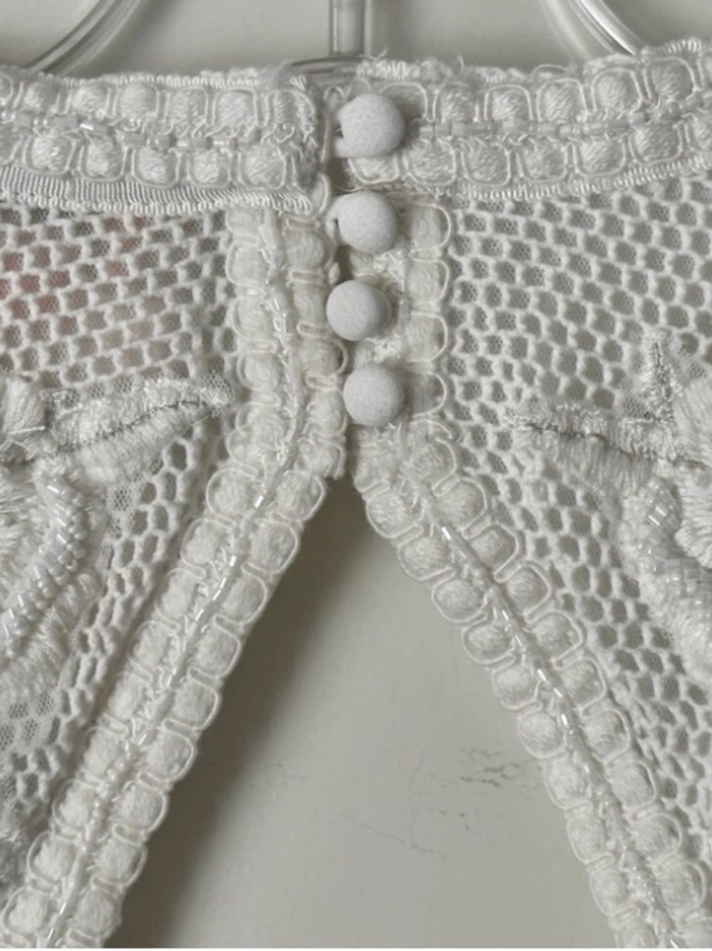 NWOT | Anthropologie Not So Serious Beaded White Deep V-Neck Mini Dress XXS - Picture 5 of 10